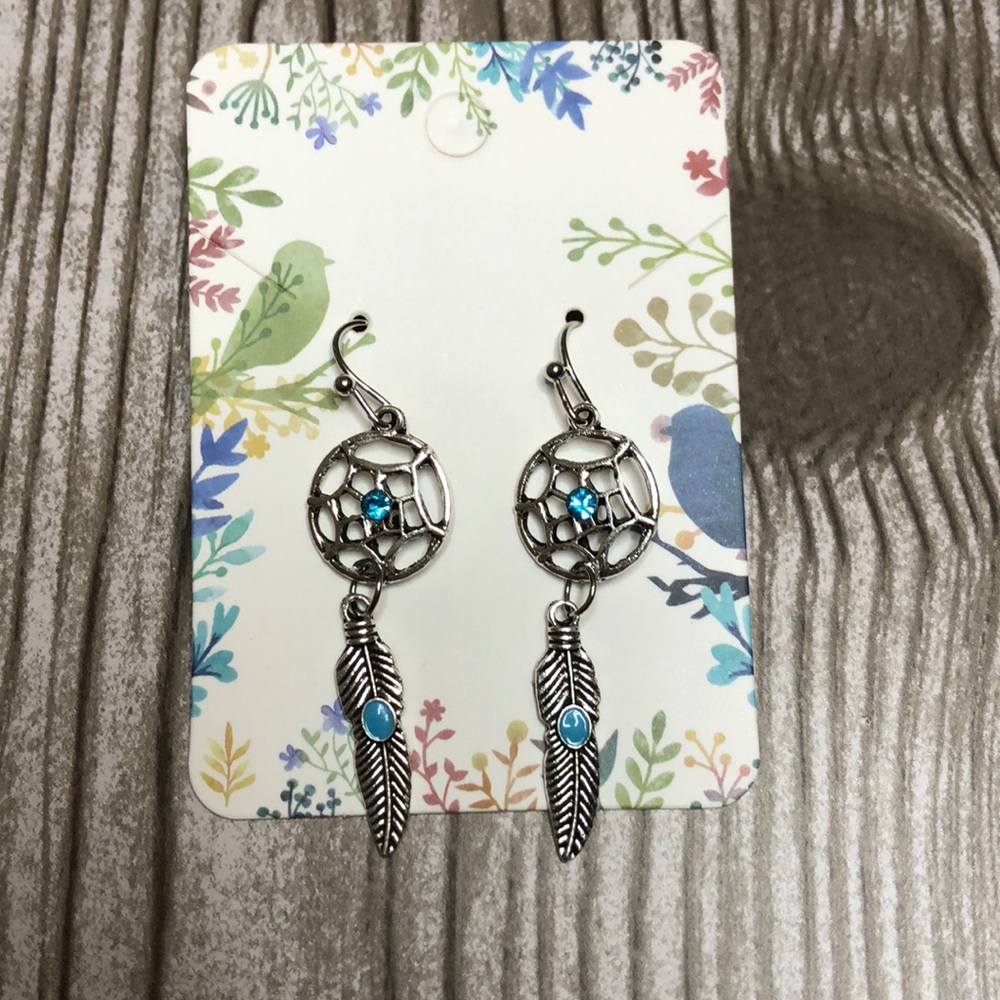 Dream Catcher & Feather Dangle Earrings